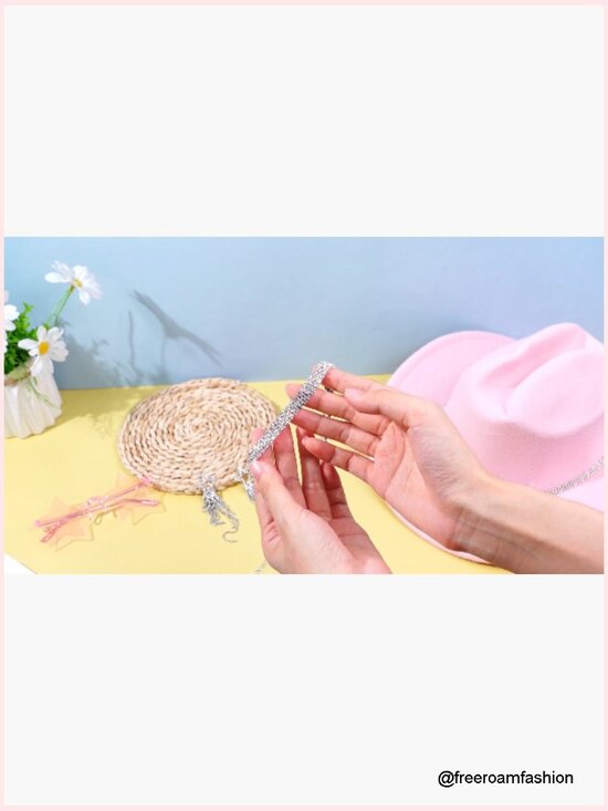 Cowgirl Hat Necklace Earrings Sunglasses Set Rhinestone Star Felt Hat main image 7